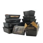 Bio-black Disposable Compostable Kraft Paper Takeaway Packaging Food Box