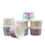 Ice Cream Cup Double Wall Paper with Lids Customized Good Quality Disposable Paper Containers for Cake Cake Bowl Drink Cup - 画像 (2)