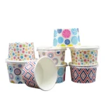 Ice Cream Cup Double Wall Paper with Lids Customized Good Quality Disposable Paper Containers for Cake Cake Bowl Drink Cup – Image 2