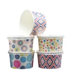 Ice Cream Cup Double Wall Paper with Lids Customized Good Quality Disposable Paper Containers for Cake Cake Bowl Drink Cup – Image 3