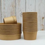 Free Disposal Take Out Kraft Paper Bowl Aquous Coating Plastic with Plastic Lids Top Diameter 220mm Craft Paper Disposable - Image 4