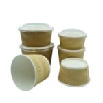 Good Selling Russian  Triple Wall Ripple Take Away Ripple Paper Bowl with Plastic Lids