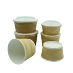 Good Selling Russian  Triple Wall Ripple Take Away Ripple Paper Bowl with Plastic Lids