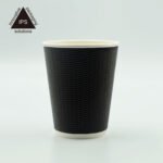 Private Label Ripple Paper Cup with Lids Craft Paper Premium Coffee Cup Custom Print Paper Gold Foil Lu Ripple Wall Accept – Image 4