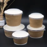 Greaseproof Corrugated Hot Soup Noodle Paper Bowl with Lids Embossing ZEROLEAK Brand - Image 2