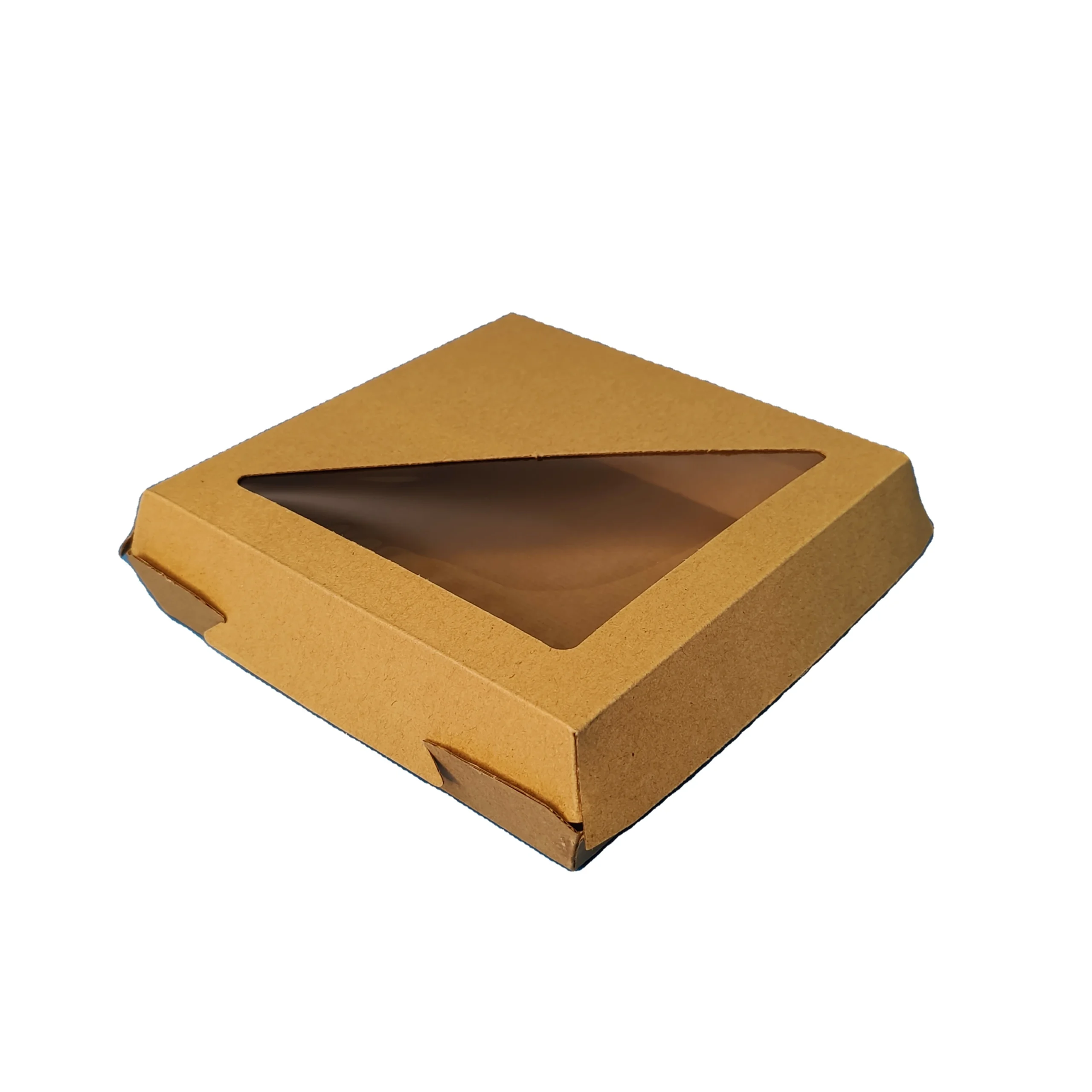 H55d929e7395a41c38f66ffe763927a88z.webp Personal Pizza Recyclable Rigid Corrugated Box with Transparent PET Anti-Fog Window Matt Lamination & UV Coating 6.5inch - Image 1