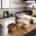 Ripple Greaseproof Paper Bowl with Board Lid for Pizza Snack Pet Food-Durable Eco-friendly Disposable Bowl Combo - Image 2