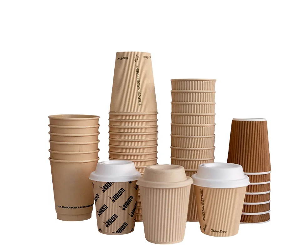 H5de873b9e9bc4af69658907dab239db58.webp Zeroleak Free Designs Disposal Triple Layer Ripple Paper Cups with Lids and Sleeves – Image 1
