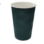 500ml Triple Wave Wall Ripple Biodegradable Coffee Cup with Lid | Zeroleakcup