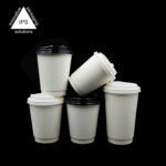 Double Walled Coffee Paper Cups with Lids | Food Grade White Take Away Cups - Image 2