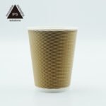 Private Label Ripple Paper Cup with Lids Craft Paper Premium Coffee Cup Custom Print Paper Gold Foil Lu Ripple Wall Accept – Image 3