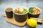 Hot Insulated Disposal Food Take Away Paper Bowl with Plastic Lids Corrugated Paper Disposable 16 Oz Plastic Cups Gold Foil Logo - Image 2