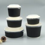 Zeroleak Paper Bowl Cake Packaging Corrugated Paper Cupcake Paper for Street Free Design Single Wall and Ripple Wall Black – Image 5
