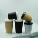 Zeroleak Free Designs Disposal Triple Layer Ripple Paper Cups with Lids and Sleeves – Image 4
