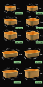 Eco Friendly Packaging 500ml 1400ml Takeaway Takeout White Kraft Square Salad Bowls Paper Food Container With Lid – Image 2