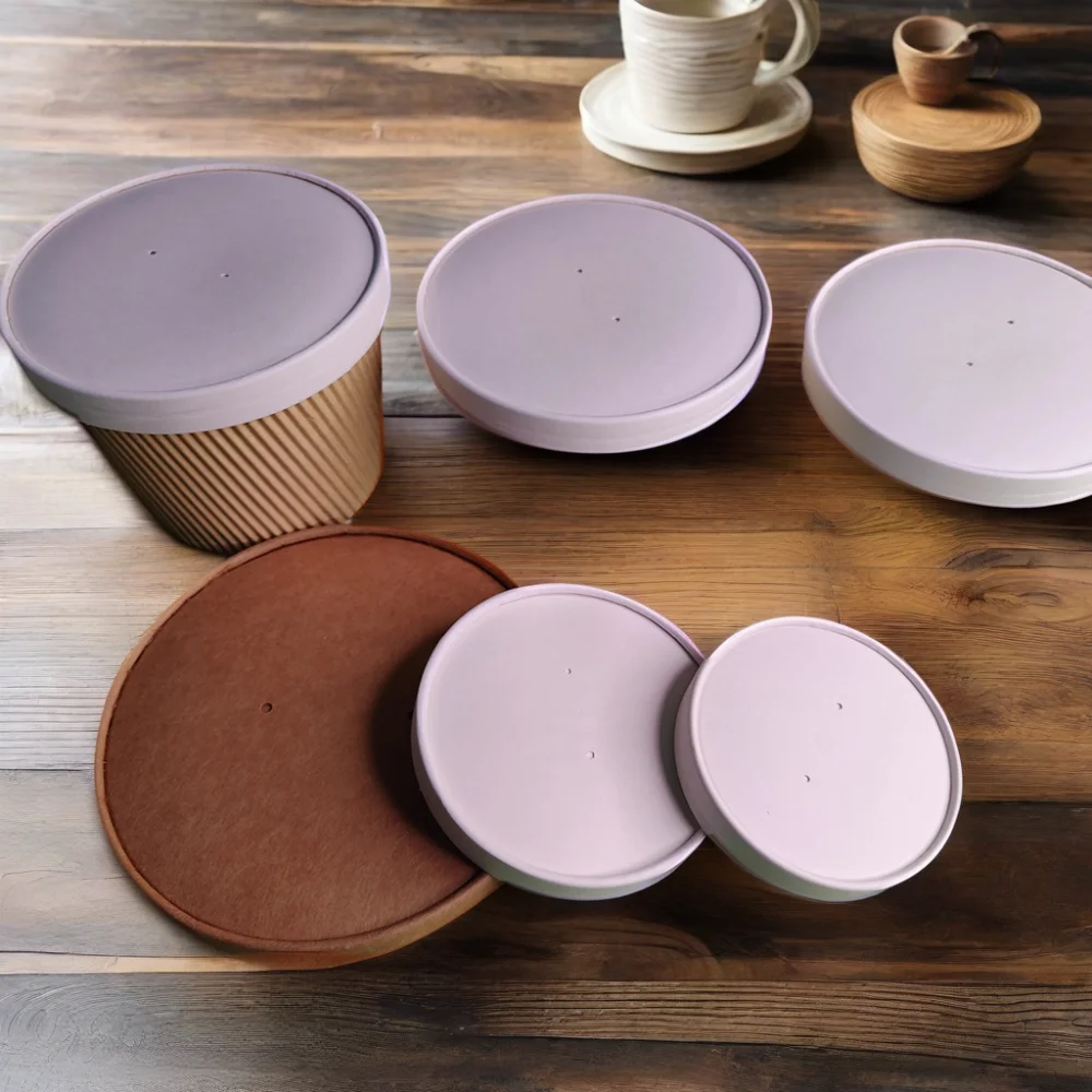 Hb94cb6e6a71e445b91bd871544d20a6fh.webp Ripple Greaseproof Paper Bowl with Board Lid for Pizza Snack Pet Food-Durable Eco-friendly Disposable Bowl Combo - Image 1