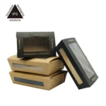 Compostable Kraft Salad Cake Food Box with PLA Window - Image 4