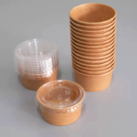 Biodegrabable Sauce Portion Kraft 2OZ 50ML Disposal Paper Cup with Flat Lids - Image 2