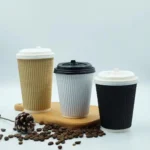 Zeroleak Free Designs Disposal Triple Layer Ripple Paper Cups with Lids and Sleeves – Image 5